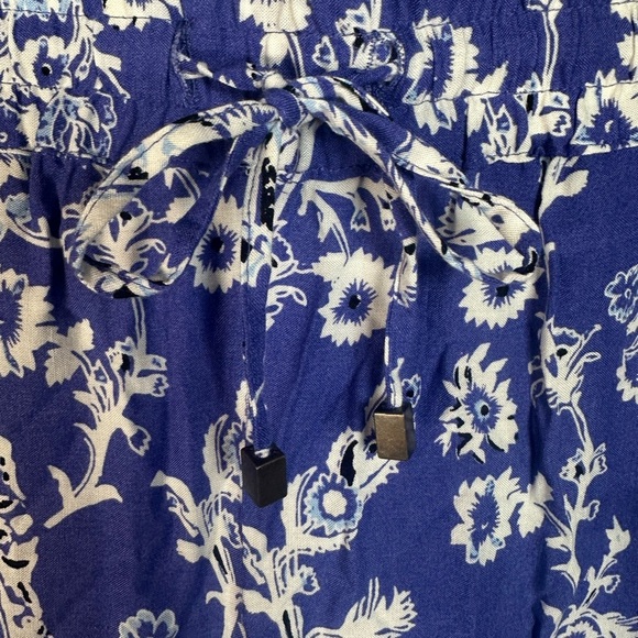 Artisan Ny Blue and White Floral Paisley Pants Boho Size Large - Picture 3 of 7